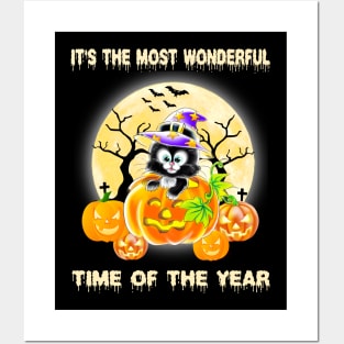 It’s The Most Wonderful Time Of The Year Cat Witch Hat Posters and Art